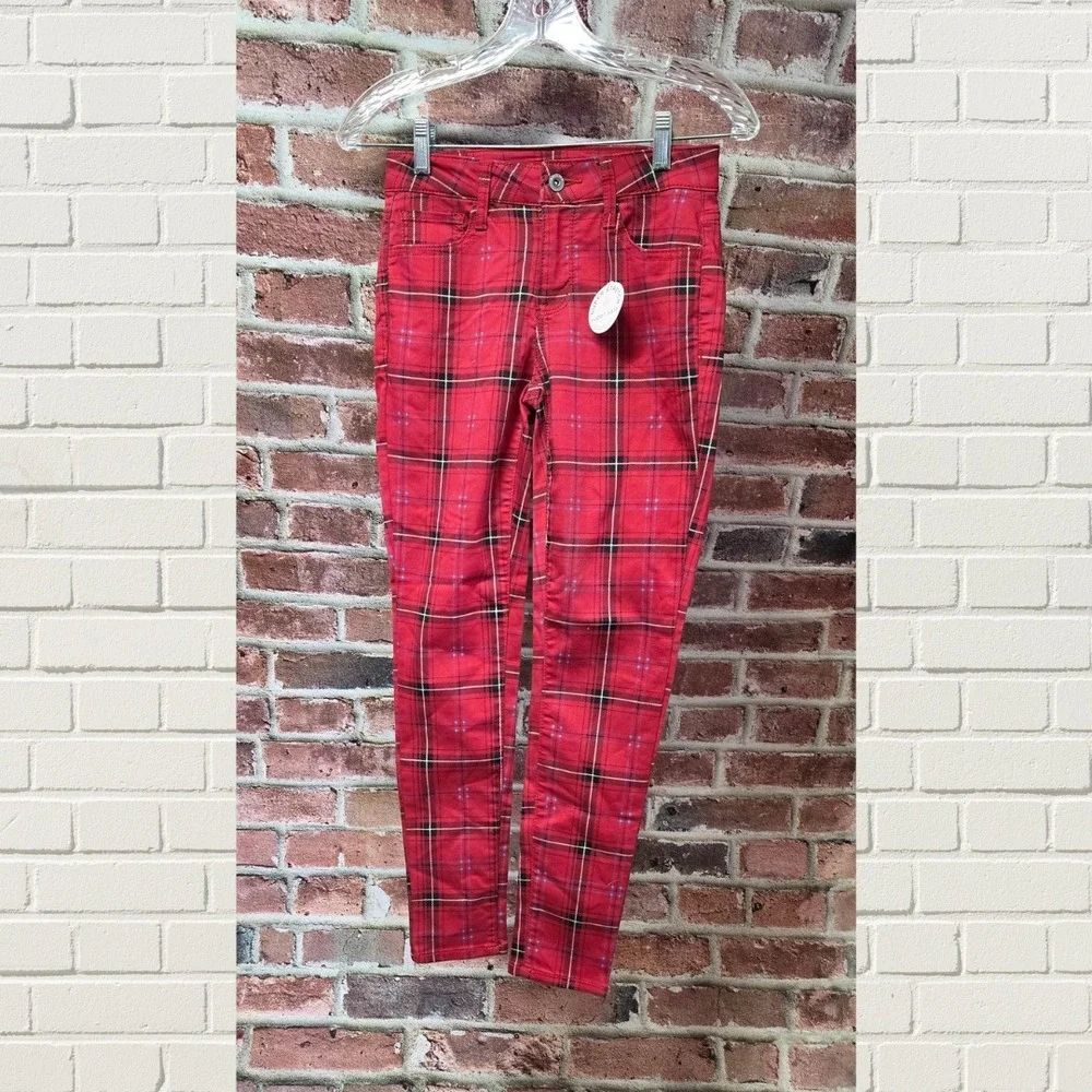 Juniors ARIZONA Plaid Stretch Jeans Size 1